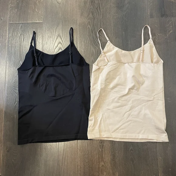 HUE U17316 Black Beige Made to Move Seamless Shaping Cami Set Of 2 Tank Top XL - Picture 2 of 3